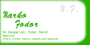 marko fodor business card